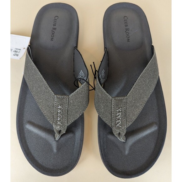 Club Room Riley Flip Flop Sandals Mens 10 Light Grey Toe-Post Flats Shoes NWT - Picture 10 of 12